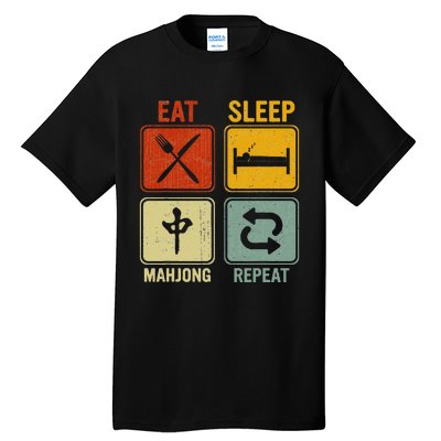 Funny Retro Design For   Eat Sleep Mahjong Repeat Tall T-Shirt