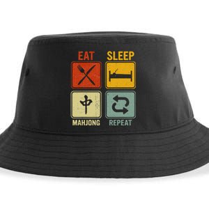 Funny Retro Design For   Eat Sleep Mahjong Repeat Sustainable Bucket Hat