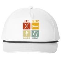 Funny Retro Design For   Eat Sleep Mahjong Repeat Snapback Five-Panel Rope Hat