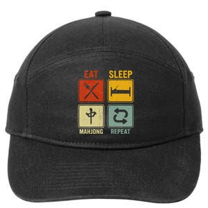 Funny Retro Design For   Eat Sleep Mahjong Repeat 7-Panel Snapback Hat