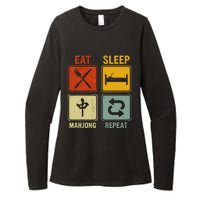 Funny Retro Design For   Eat Sleep Mahjong Repeat Womens CVC Long Sleeve Shirt