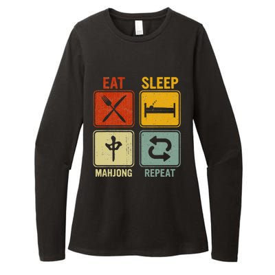 Funny Retro Design For   Eat Sleep Mahjong Repeat Womens CVC Long Sleeve Shirt