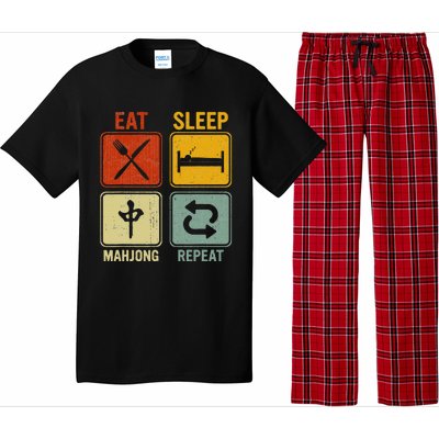 Funny Retro Design For   Eat Sleep Mahjong Repeat Pajama Set