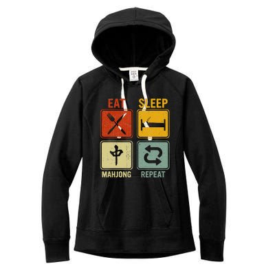 Funny Retro Design For   Eat Sleep Mahjong Repeat Women's Fleece Hoodie