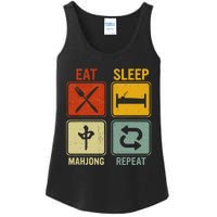 Funny Retro Design For   Eat Sleep Mahjong Repeat Ladies Essential Tank