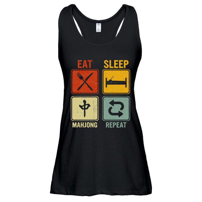 Funny Retro Design For   Eat Sleep Mahjong Repeat Ladies Essential Flowy Tank