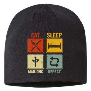 Funny Retro Design For   Eat Sleep Mahjong Repeat Sustainable Beanie