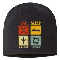 Funny Retro Design For   Eat Sleep Mahjong Repeat Sustainable Beanie