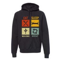 Funny Retro Design For   Eat Sleep Mahjong Repeat Premium Hoodie