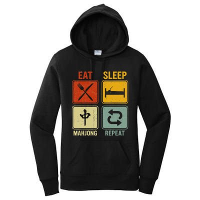 Funny Retro Design For   Eat Sleep Mahjong Repeat Women's Pullover Hoodie