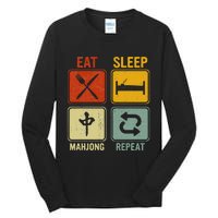 Funny Retro Design For   Eat Sleep Mahjong Repeat Tall Long Sleeve T-Shirt