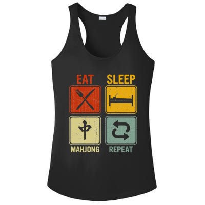 Funny Retro Design For   Eat Sleep Mahjong Repeat Ladies PosiCharge Competitor Racerback Tank