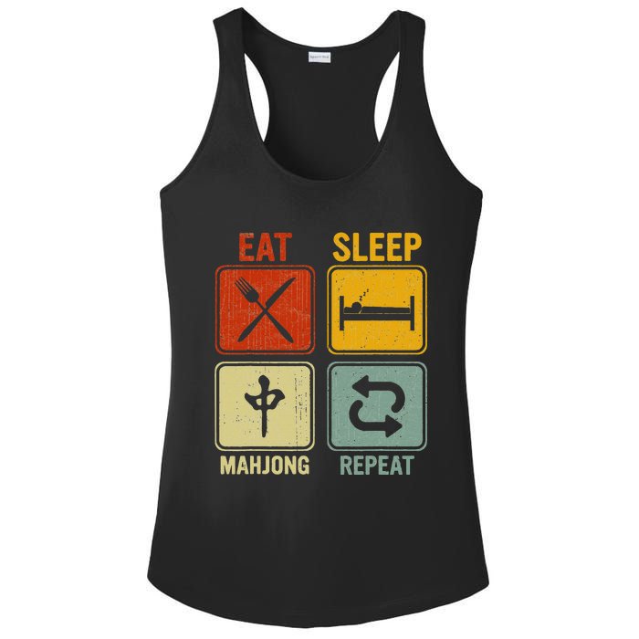 Funny Retro Design For   Eat Sleep Mahjong Repeat Ladies PosiCharge Competitor Racerback Tank