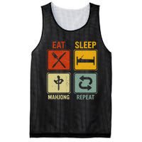 Funny Retro Design For   Eat Sleep Mahjong Repeat Mesh Reversible Basketball Jersey Tank