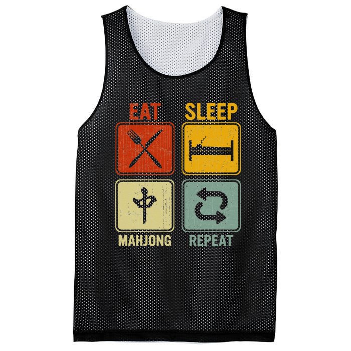 Funny Retro Design For   Eat Sleep Mahjong Repeat Mesh Reversible Basketball Jersey Tank