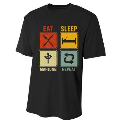 Funny Retro Design For   Eat Sleep Mahjong Repeat Performance Sprint T-Shirt