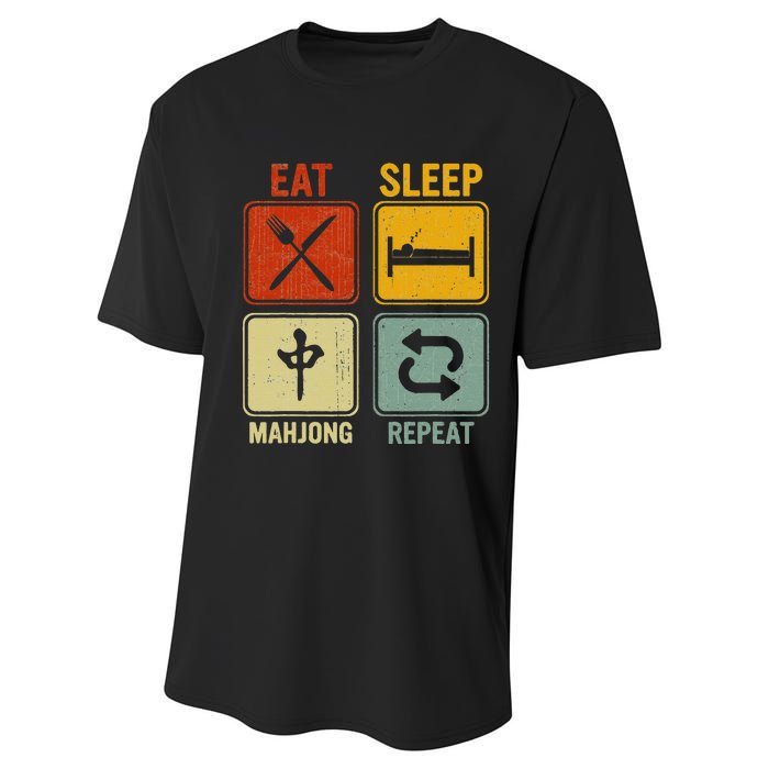 Funny Retro Design For   Eat Sleep Mahjong Repeat Performance Sprint T-Shirt