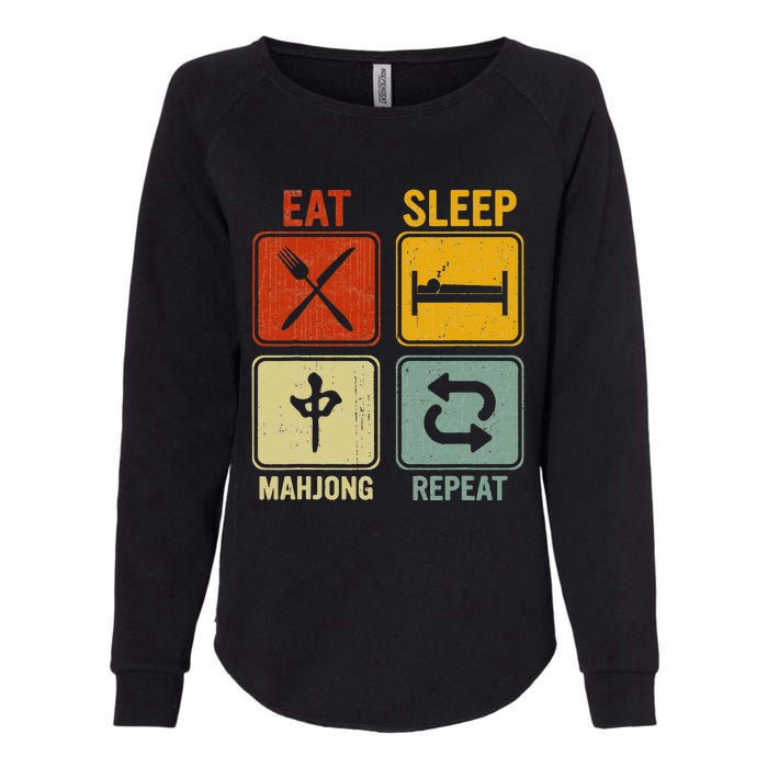 Funny Retro Design For   Eat Sleep Mahjong Repeat Womens California Wash Sweatshirt