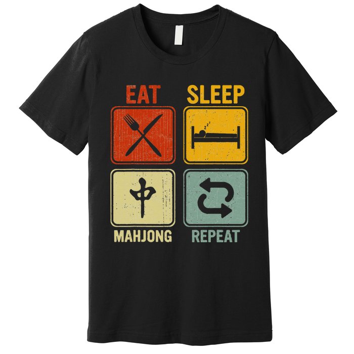 Funny Retro Design For   Eat Sleep Mahjong Repeat Premium T-Shirt