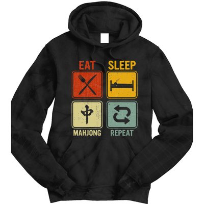 Funny Retro Design For   Eat Sleep Mahjong Repeat Tie Dye Hoodie