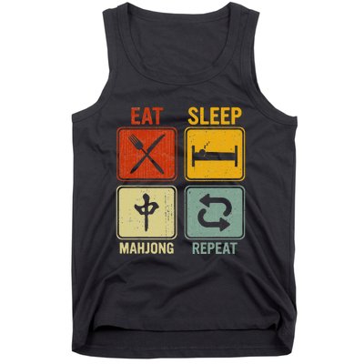 Funny Retro Design For   Eat Sleep Mahjong Repeat Tank Top