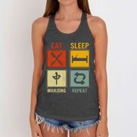 Funny Retro Design For   Eat Sleep Mahjong Repeat Women's Knotted Racerback Tank