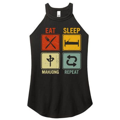 Funny Retro Design For   Eat Sleep Mahjong Repeat Women's Perfect Tri Rocker Tank