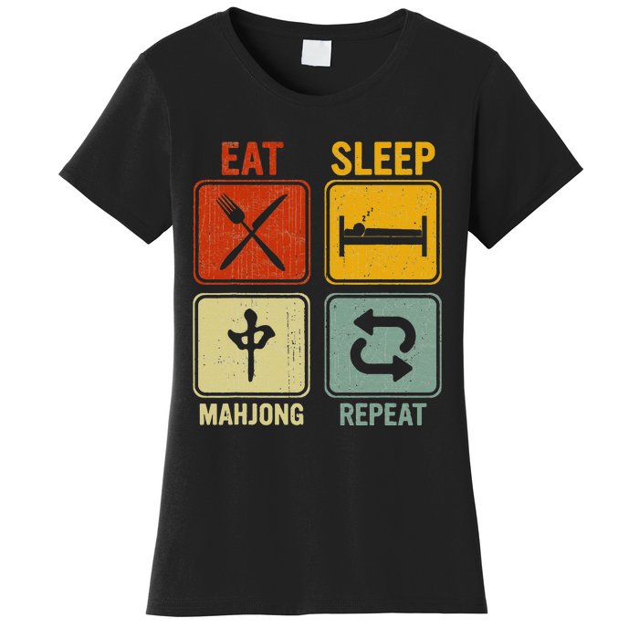 Funny Retro Design For   Eat Sleep Mahjong Repeat Women's T-Shirt