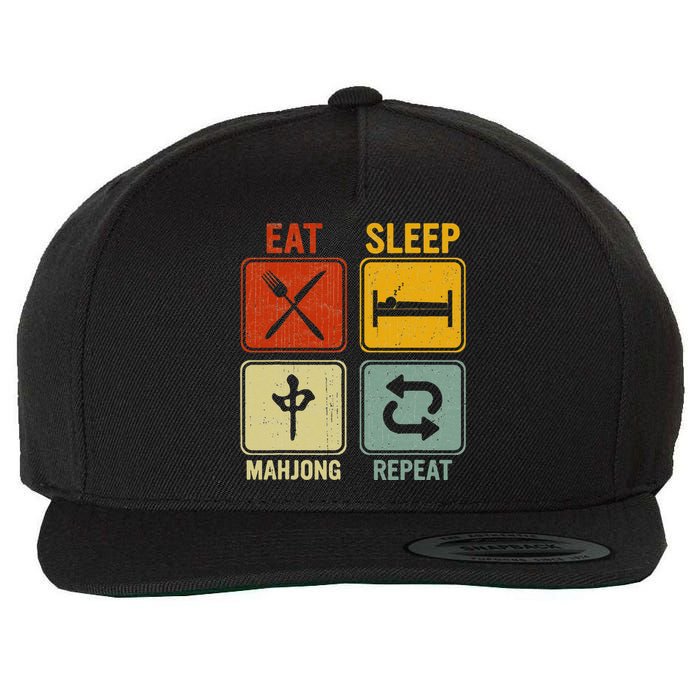 Funny Retro Design For   Eat Sleep Mahjong Repeat Wool Snapback Cap