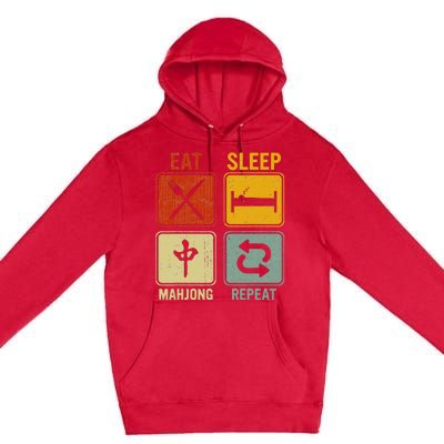 Funny Retro Design For   Eat Sleep Mahjong Repeat Premium Pullover Hoodie