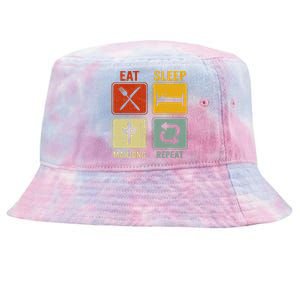 Funny Retro Design For   Eat Sleep Mahjong Repeat Tie-Dyed Bucket Hat