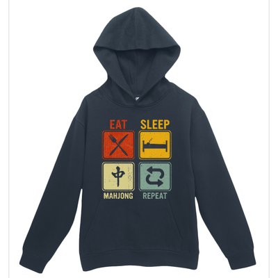 Funny Retro Design For   Eat Sleep Mahjong Repeat Urban Pullover Hoodie