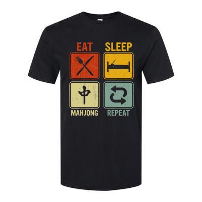 Funny Retro Design For   Eat Sleep Mahjong Repeat Softstyle CVC T-Shirt