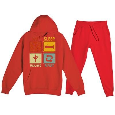 Funny Retro Design For   Eat Sleep Mahjong Repeat Premium Hooded Sweatsuit Set