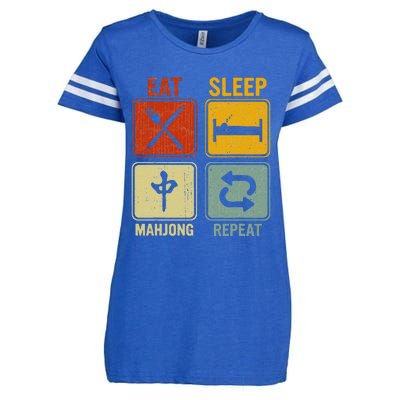 Funny Retro Design For   Eat Sleep Mahjong Repeat Enza Ladies Jersey Football T-Shirt