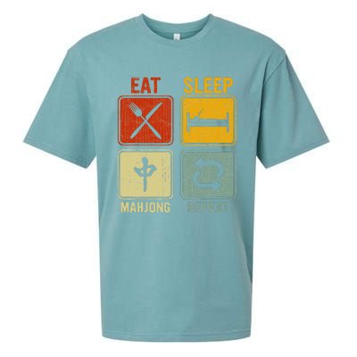 Funny Retro Design For   Eat Sleep Mahjong Repeat Sueded Cloud Jersey T-Shirt