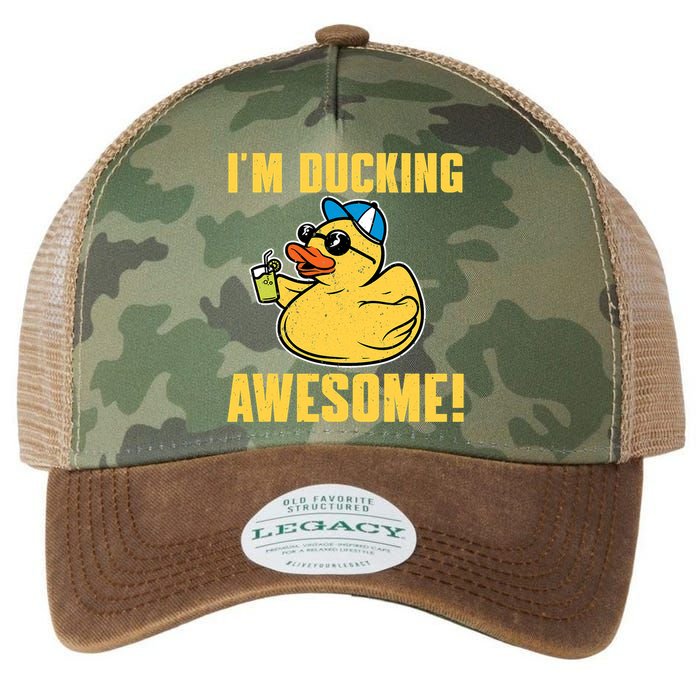 Funny Rubber Ducky Saying Im Ducking Awesome Duckie Legacy Tie Dye Trucker Hat
