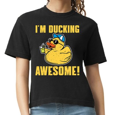 Funny Rubber Ducky Saying Im Ducking Awesome Duckie Comfort Colors Boxy T-Shirt