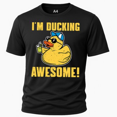 Funny Rubber Ducky Saying Im Ducking Awesome Duckie Cooling Performance Crew T-Shirt