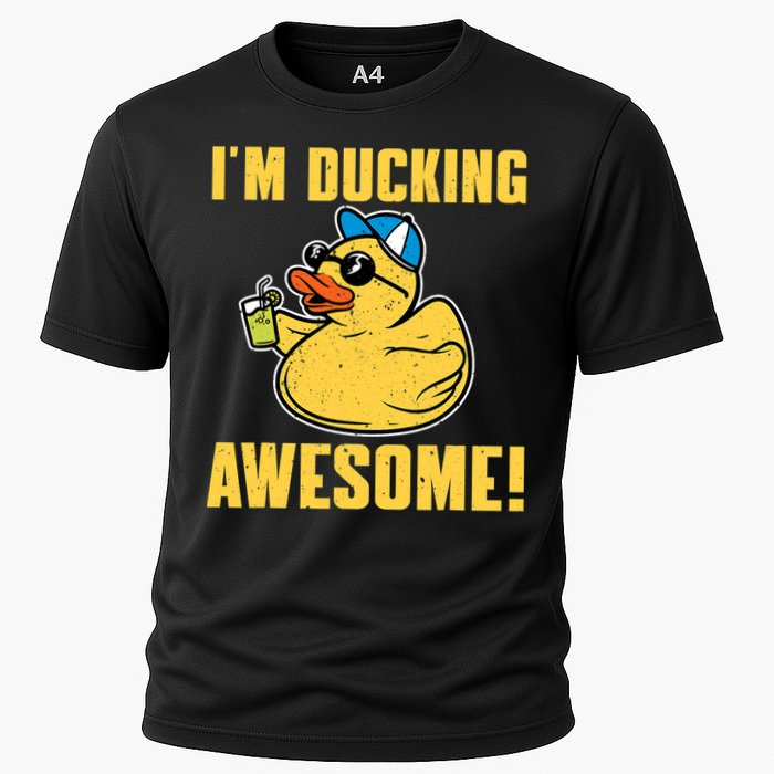 Funny Rubber Ducky Saying Im Ducking Awesome Duckie Performance Shirt