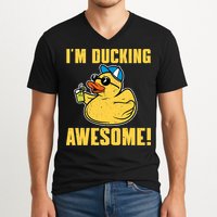 Funny Rubber Ducky Saying Im Ducking Awesome Duckie V-Neck T-Shirt