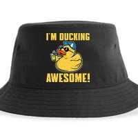 Funny Rubber Ducky Saying Im Ducking Awesome Duckie Sustainable Bucket Hat