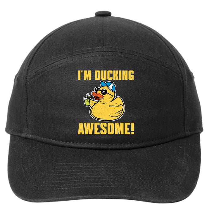 Funny Rubber Ducky Saying Im Ducking Awesome Duckie 7-Panel Snapback Hat