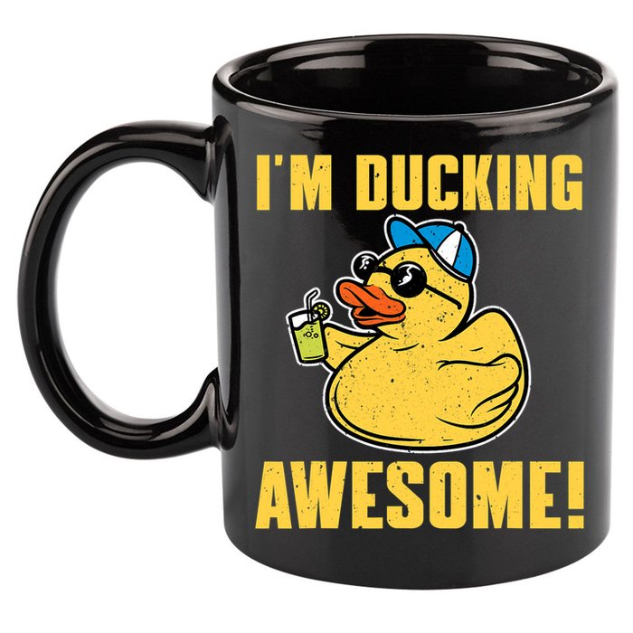 Funny Rubber Ducky Saying Im Ducking Awesome Duckie 11oz C Handle Ceramic Mug