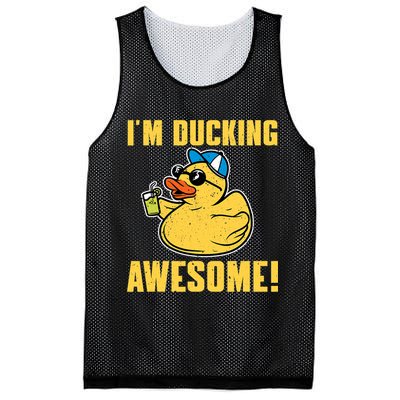 Funny Rubber Ducky Saying Im Ducking Awesome Duckie Mesh Reversible Basketball Jersey Tank