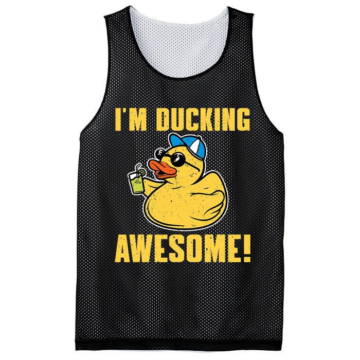 Funny Rubber Ducky Saying Im Ducking Awesome Duckie Mesh Reversible Basketball Jersey Tank