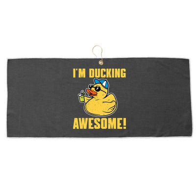 Funny Rubber Ducky Saying Im Ducking Awesome Duckie Large Microfiber Waffle Golf Towel