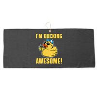 Funny Rubber Ducky Saying Im Ducking Awesome Duckie Large Microfiber Waffle Golf Towel