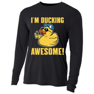 Funny Rubber Ducky Saying Im Ducking Awesome Duckie Cooling Performance Long Sleeve Crew