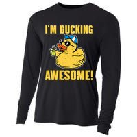 Funny Rubber Ducky Saying Im Ducking Awesome Duckie Cooling Performance Long Sleeve Crew